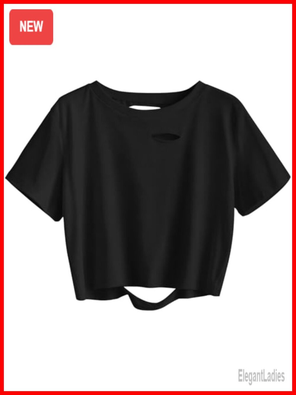 Women's Ripped Crop Top Short Sleeve Crewneck Loose Casual Summer Tee